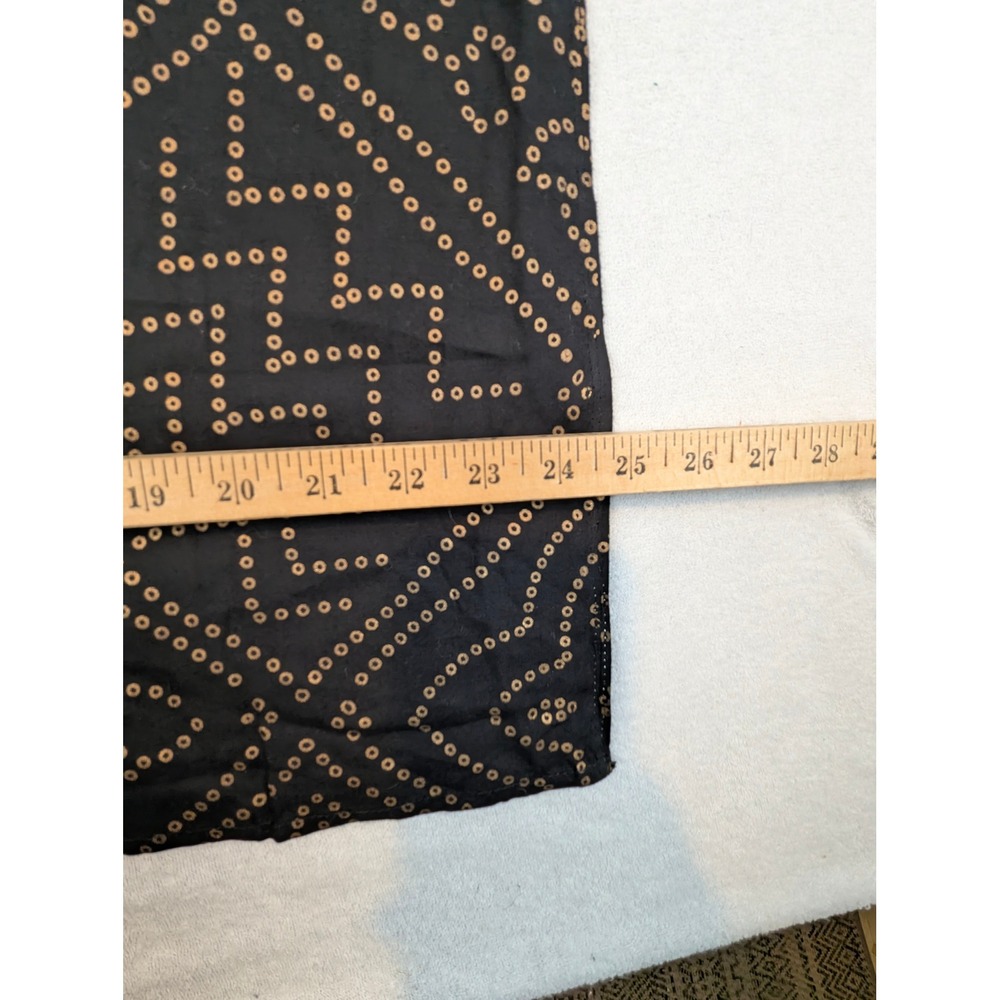 Black Gold Bandhani Geometric Scarf Wrap Ethnic Boho 44x25 Cotton Blend Light - Picture 9 of 10